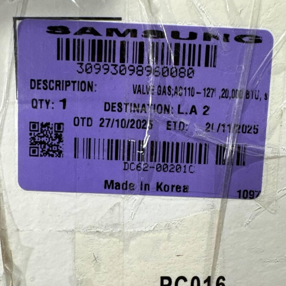 DC62-00201C Gas valve OEM BRAND NEW
